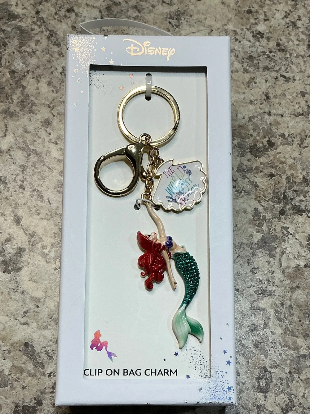 Disney Ariel-Inspired Mermaid Tail & Shell Keychain/Bag-charm - Green, Red, Gold
